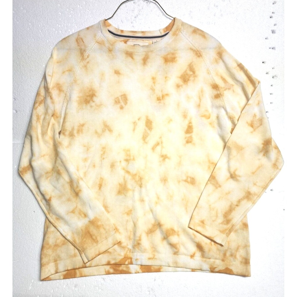 Weatherproof Original Vintage‎ Sweater Men Size Large Yellow Tie Dye Long Sleeve